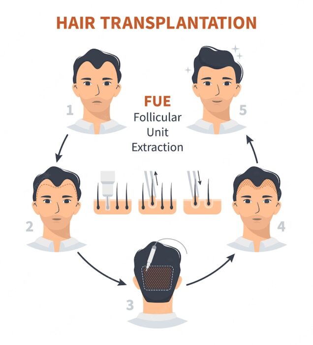 Stages Hair Transplantation Fue Follicular Unit Extraction 341076 145